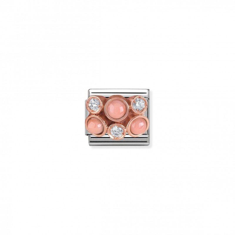 Composable Classic Link 9K Gold pink Coral Cluster