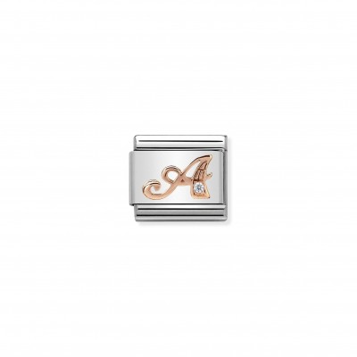 Composable Classic Link Letter A in Rose Gold and Cubic Zirconia