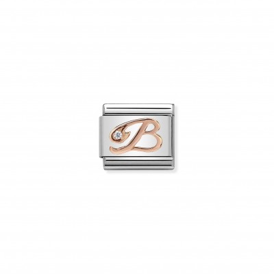 Composable Classic Link Letter B in Rose Gold and Cubic Zirconia