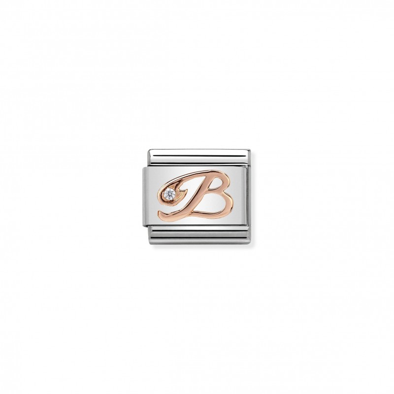 Composable Classic Link Letter B in Rose Gold and Cubic Zirconia