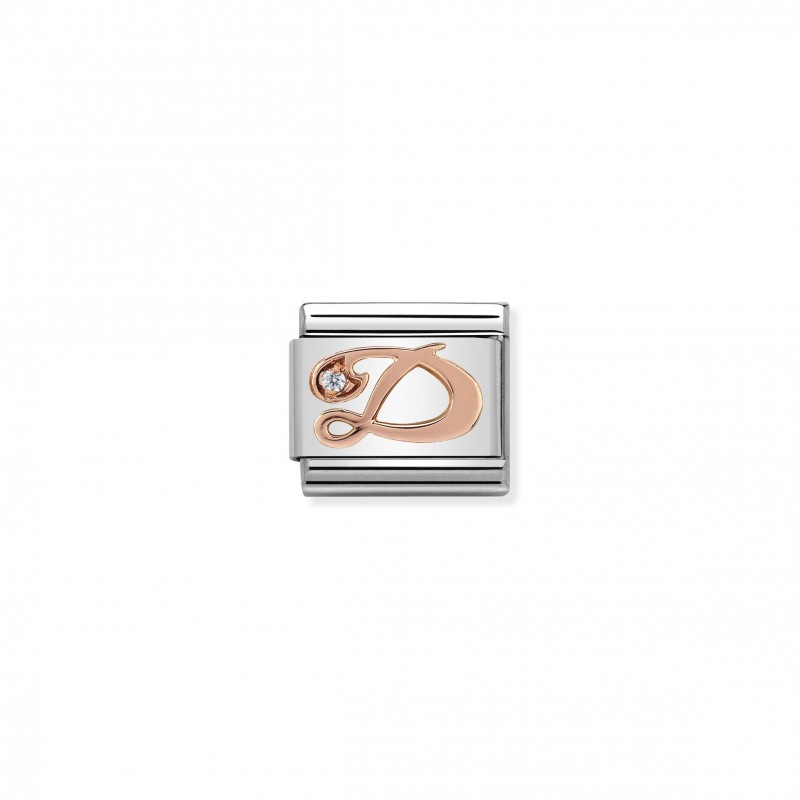 Composable Classic Link Letter D in Rose Gold and Cubic Zirconia