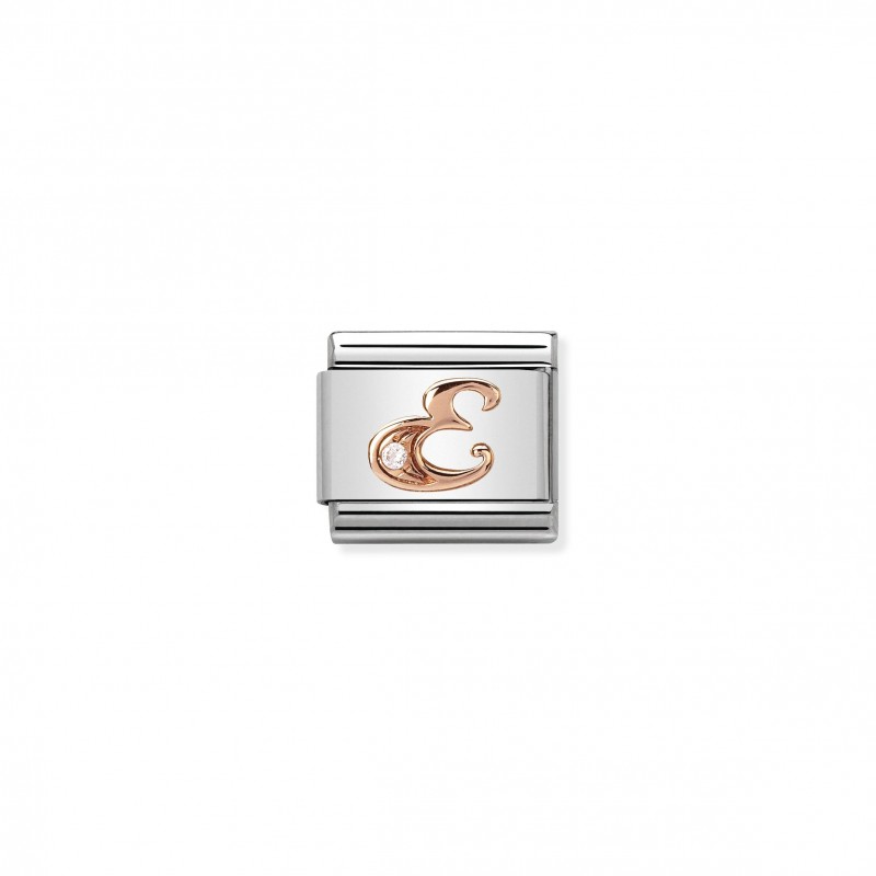 Composable Classic Link Letter E in Rose Gold and Cubic Zirconia