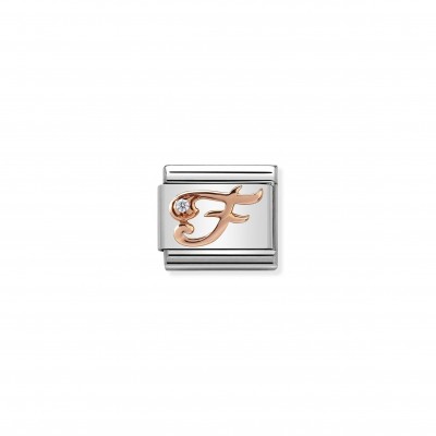 Composable Classic Link Letter F in Rose Gold and Cubic Zirconia