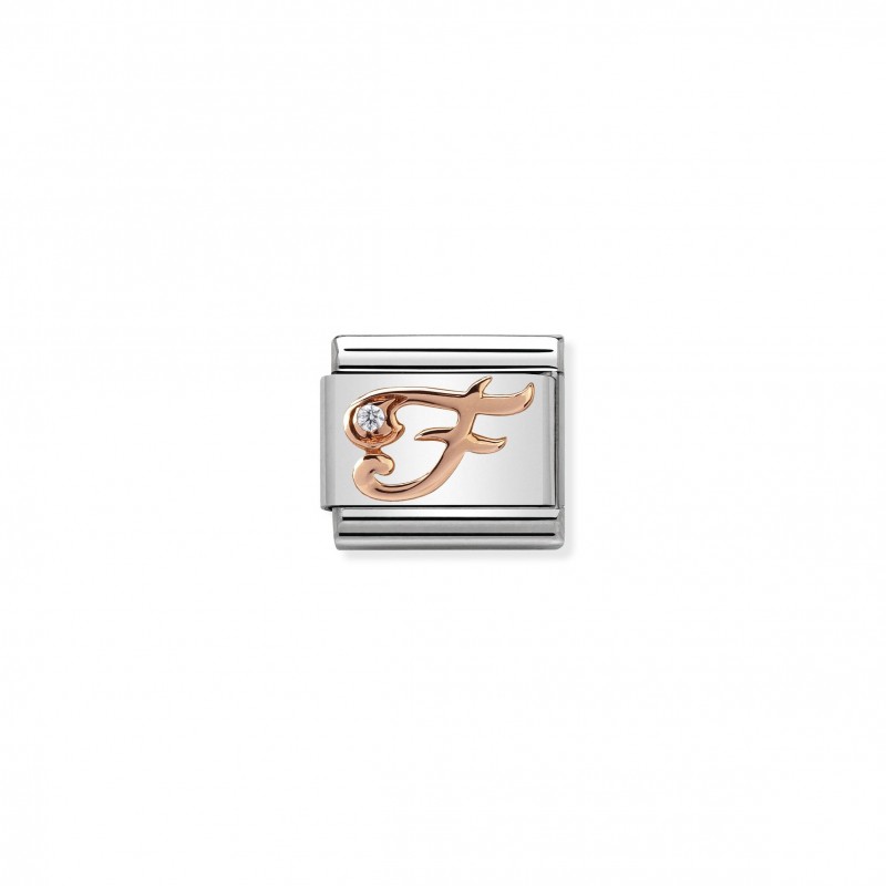 Composable Classic Link Letter F in Rose Gold and Cubic Zirconia