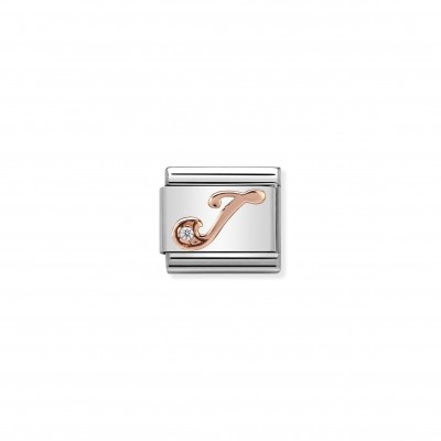 Composable Classic Link Letter J in Rose Gold and Cubic Zirconia