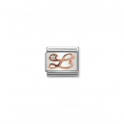 Composable Classic Link Letter L in Rose Gold and Cubic Zirconia