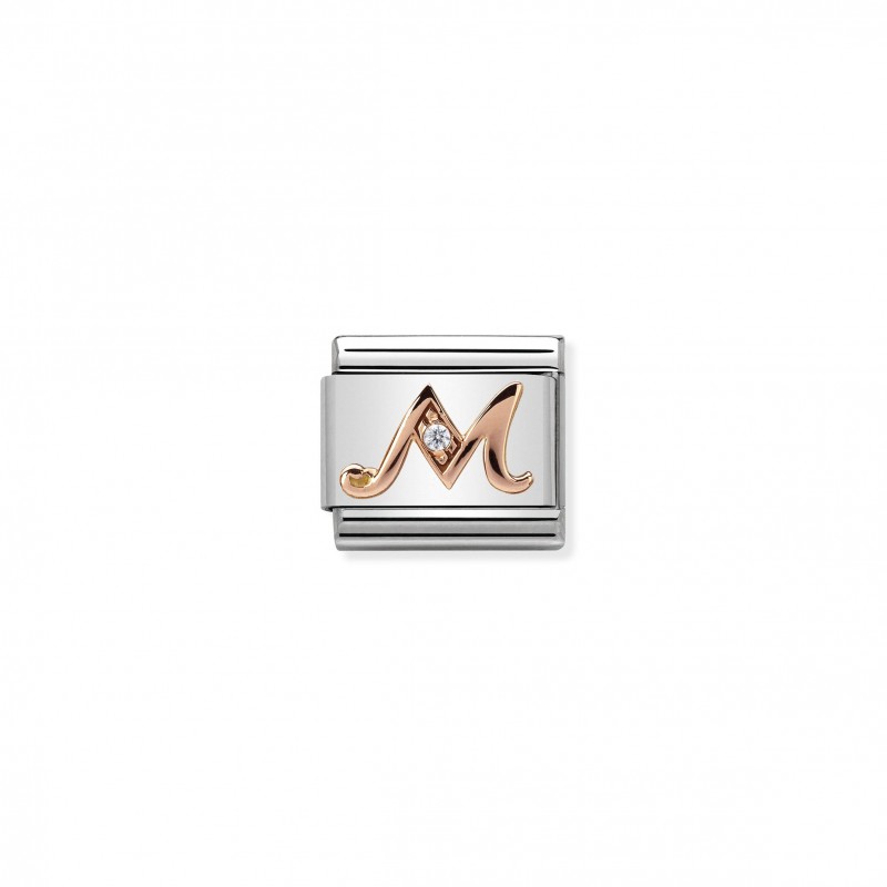 Composable Classic Link Letter M in Rose Gold and Cubic Zirconia