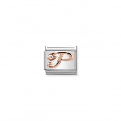 Composable Classic Link Letter P in Rose Gold and Cubic Zirconia