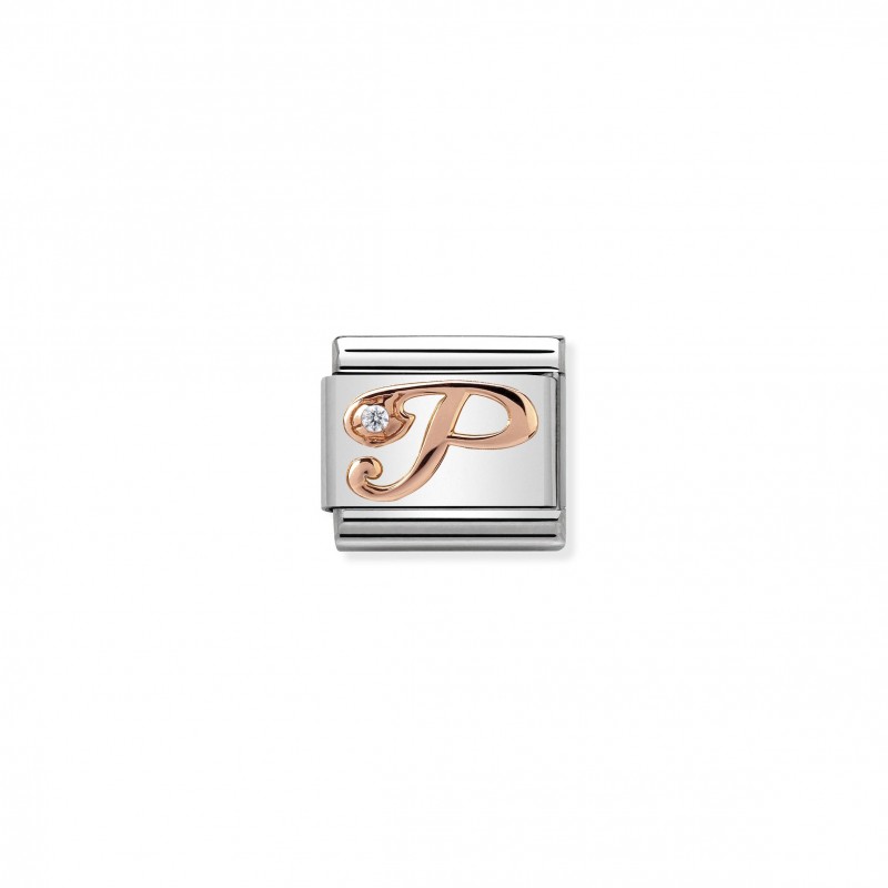 Composable Classic Link Letter P in Rose Gold and Cubic Zirconia