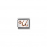 Composable Classic Link Letter U in Rose Gold and Cubic Zirconia