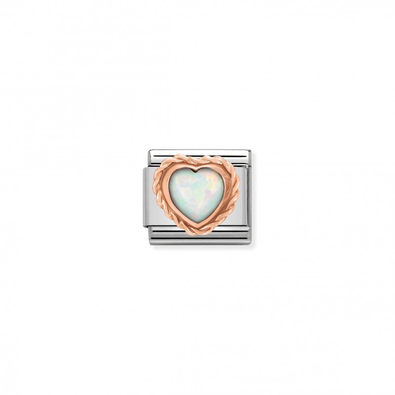 Classic Composable Heart Link in White Opal