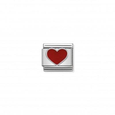 Composable Classic Link red Heart in Silver and Enamel