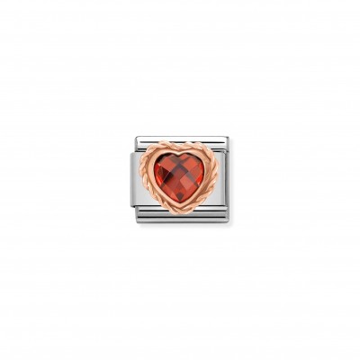 Classic Composable Heart Link with Red Gemstone