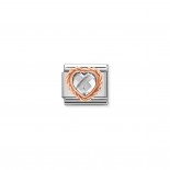 Classic Composable Heart Link with White Stone