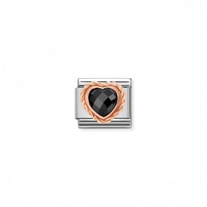 Classic Composable Heart Link with Black Stone